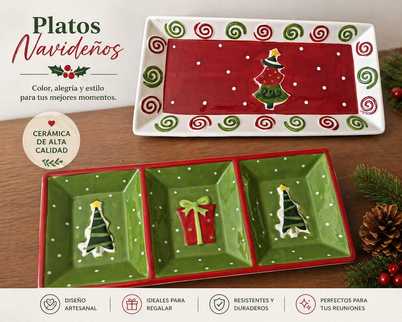 Set de Platos Navideños – Dale magia a tu mesa