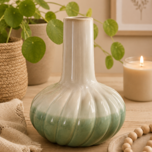 Florero de Cerámica decorativo Verde Sage.